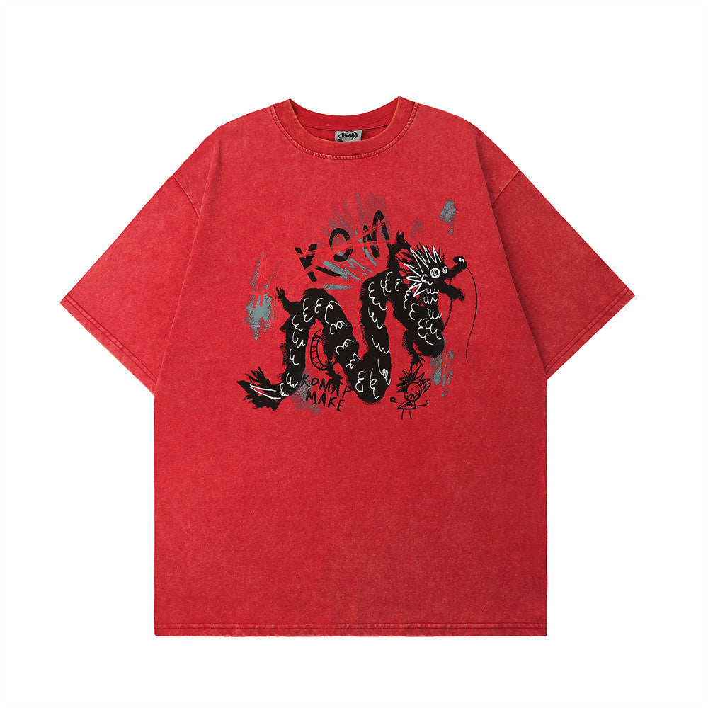 Clever Dragon Emblem Retro Graphic Cotton Tee