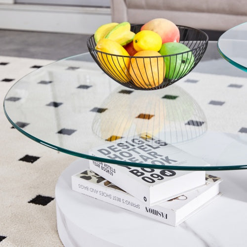 Modern and Practical Double-Layer Round Glass Tabletop.