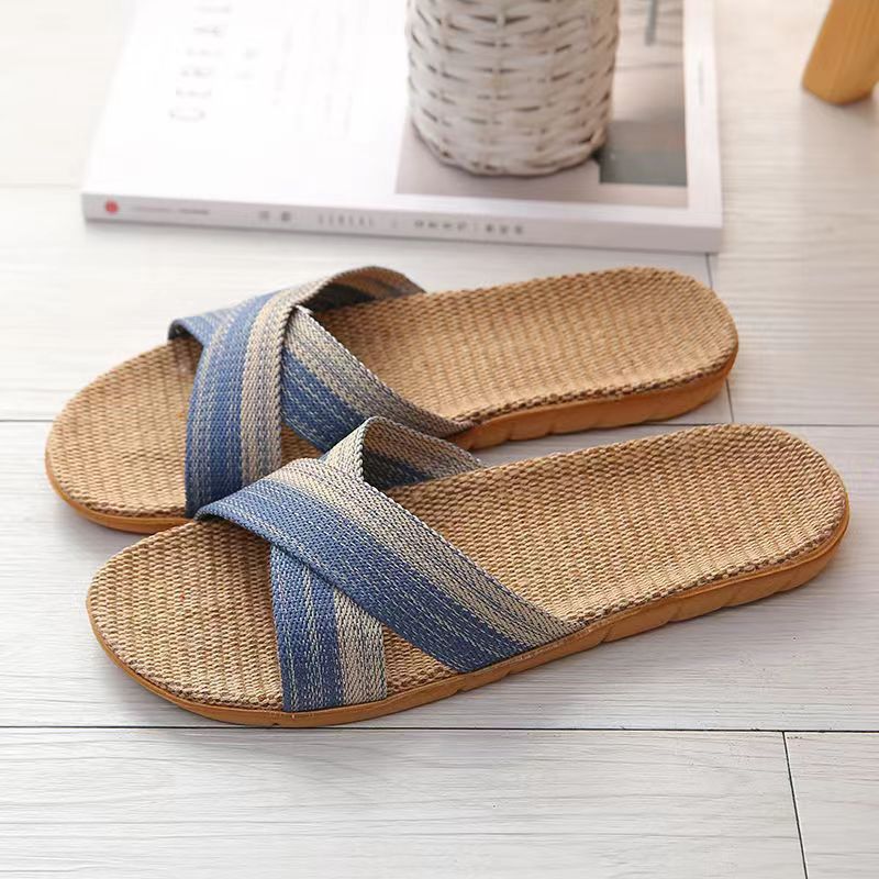 Unisex Linen Platform Indoor Slippers with Non-Slip, Odor-Resistance Design