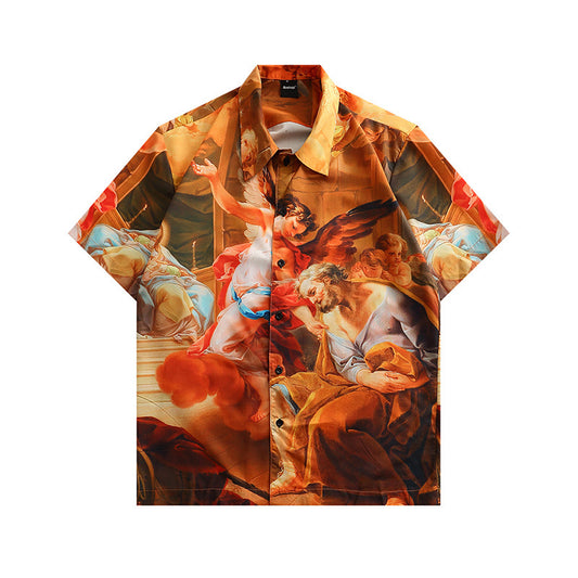 Oil-Painted Art Full-Print Casual Shirt Men