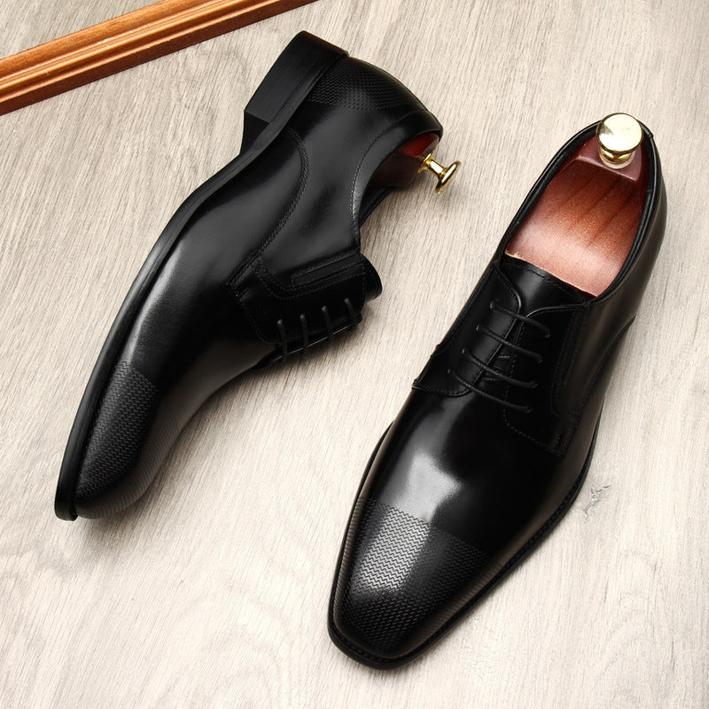 Cowhide Square-Toe Men's Leather Shoes